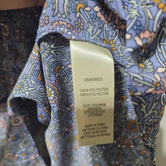 Max Studio Women's Crepe Shirtale Wrap Floral Print Surplice Blouse L - Picture 10 of 12